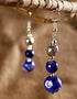 Blue Pottery 2 Bead Earring (Blue)